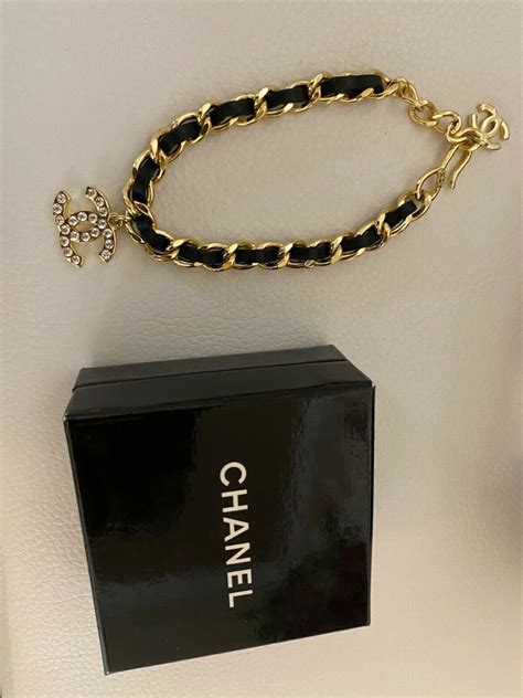 chanel leather chain link bracelet|authentic Chanel bracelet.